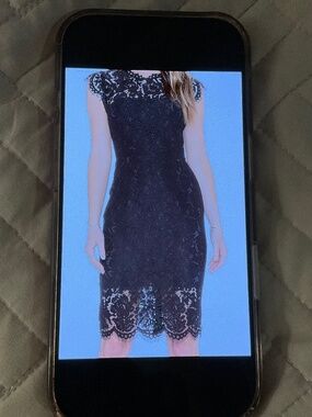Black lace fully lined dress.  Size Large